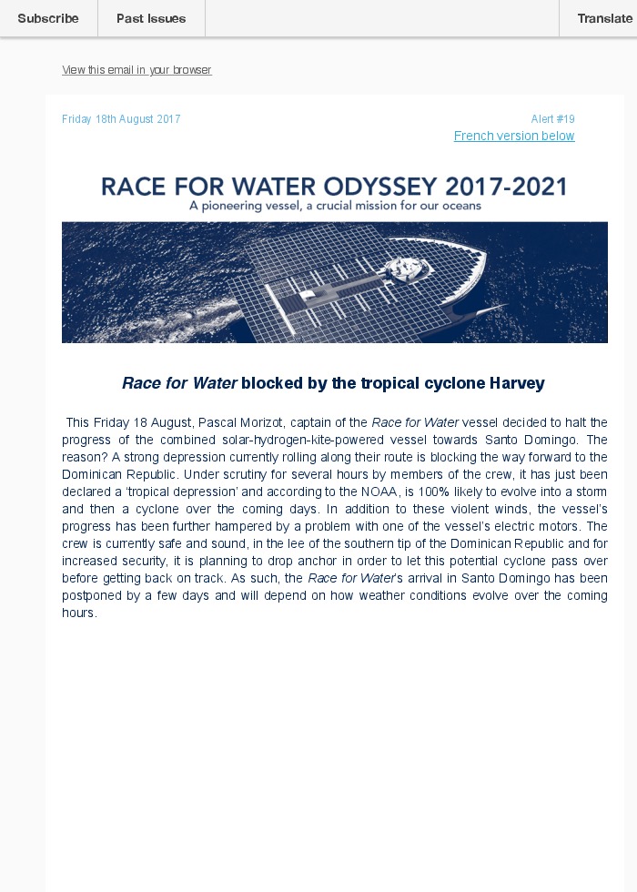 Race for Water blocked by the tropical cyclone Harvey..